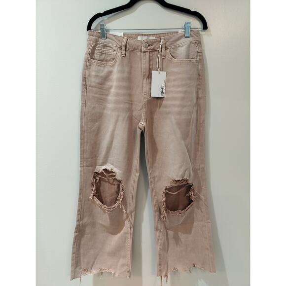 Vervet Denim - VERVET Leslie 90's Vintage Flare Pink Distressed Jeans NWT Size 28